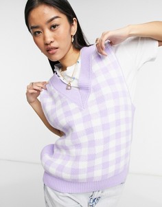 Вязаный жилет в сиреневую клетку (от комплекта) ASOS DESIGN-Сиреневый