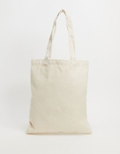 Бежевая моющаяся сумка-тоут из плотной ткани ASOS DESIGN-Бежевый