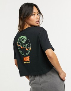 Черная укороченная футболка Nike Worldwide-Черный цвет