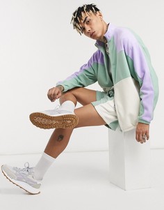 Спортивная куртка oversized из плотного флиса в стиле колор-блок пастельных оттенков от комплекта ASOS DESIGN-Многоцветный