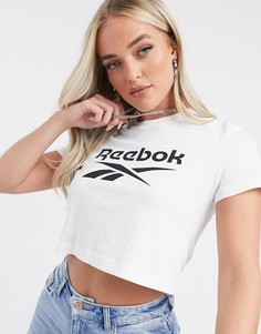 Белая короткая футболка с логотипом Reebok-Белый