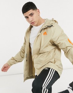 Светло-бежевая куртка с тремя полосками adidas Outdoors-Бежевый