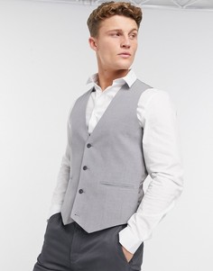 Серый приталенный жилет ASOS DESIGN