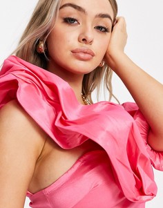 Розовый топ на одно плечо с оборками ASOS Naa Naa