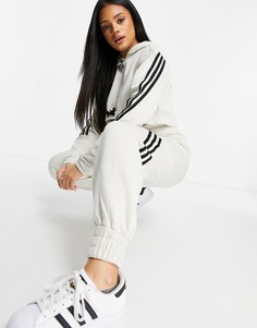 Серые джоггеры в стиле oversized с 3 полосками adidas Training-Серый