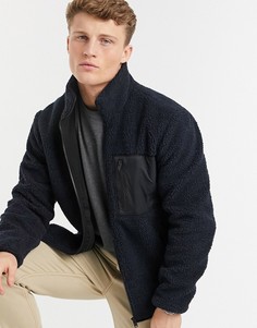 Черная флисовая куртка с нейлоновым карманом Selected Homme-Черный цвет