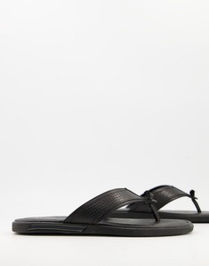 Черные кожаные сандалии с перемычкой между пальцами Aldo Putgraaf-Черный цвет