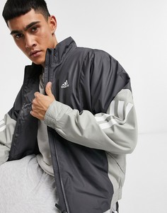 Серая легкая куртка adidas-Серый
