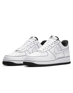 Черно-белые кроссовки с декоративной строчкой Nike Air Force 1 07-Белый
