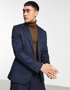 Супероблегающий пиджак в полоску Devils Advocate-Темно-синий