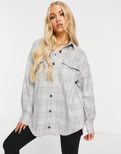 Серая куртка-рубашка в клетку ASOS DESIGN-Многоцветный