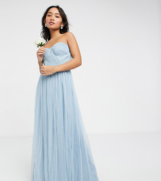 Нежно-голубое платье-бандо макси из тюля Anaya With Love Petite Bridesmaid-Голубой