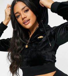 Черное с золотым укороченное худи с короткой молнией ellesse – эксклюзивно для ASOS-Черный цвет