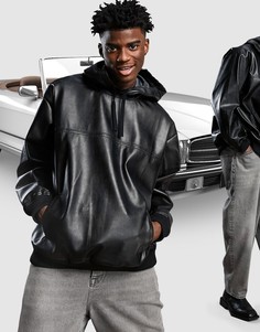 Черный oversized-худи из искусственной кожи ASOS DESIGN-Зеленый цвет