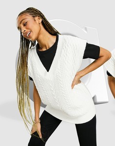 Кремовый вязаный «в косичку» жилет ASOS DESIGN