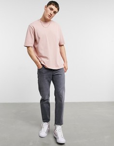 Свободная розовая футболка из плотного материала ASOS DESIGN-Розовый цвет