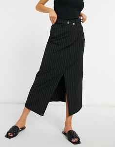 Черная юбка в тонкую полоску от комплекта Weekday Rosetta-Черный цвет