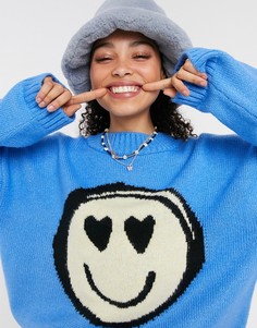 Синий джемпер с узором ASOS DESIGN-Голубой