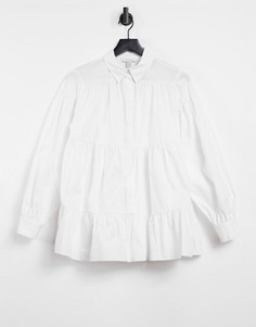 Ярусная белая рубашка из поплина Topshop-Белый