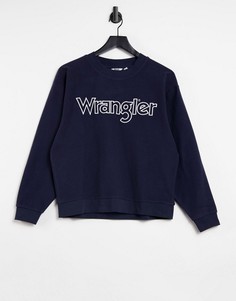 Темно-синий oversized-свитшот с логотипом на груди Wrangler