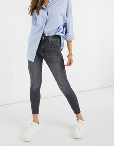 Серые зауженные джинсы с высокой талией River Island-Серый