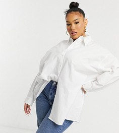 Oversized-рубашка в офисном стиле из поплина Native Youth Plus-Белый