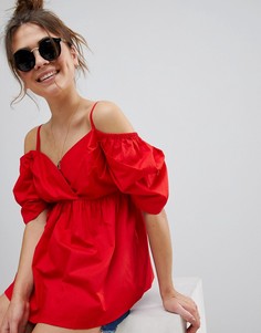 Хлопковый топ ASOS DESIGN-Красный