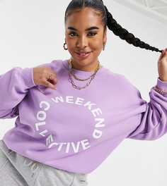 Сиреневый oversized-свитшот с логотипом от комплекта ASOS Weekend Collective Curve