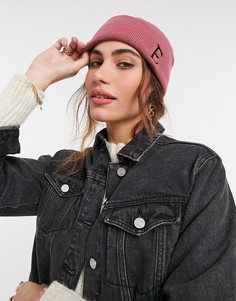 Лиловая шапка-бини с инициалом «E» ASOS DESIGN-Розовый