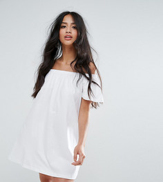 Платье мини с открытыми плечами ASOS PETITE-Белый
