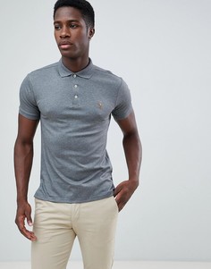 Темно-серое поло узкого кроя с логотипом Polo Ralph Lauren-Серый