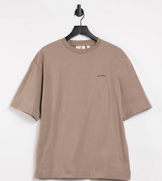 Бежевая oversized-футболка с логотипом COLLUSION Unisex-Коричневый цвет