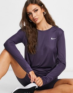 Фиолетовый лонгслив Nike Running Miler-Сиреневый