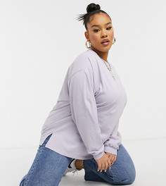 Лавандовый oversized-лонгслив с манжетами ASOS DESIGN Curve-Сиреневый