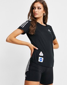Черная футболка с тремя полосками adidas Running Space-Черный цвет