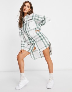 Платье-рубашка миди в клетку с принтом надпись "Breathe" ASOS DESIGN-Многоцветный