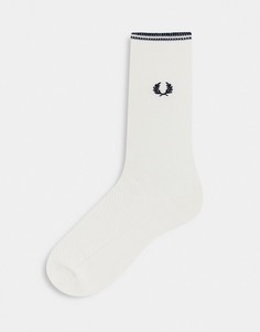 Белые носки с логотипом и окантовкой Fred Perry-Белый