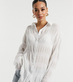 Кремовая oversized-рубашка из полупрозрачной жатой ткани Missguided Tall-Кремовый