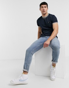 Темно-синяя облегающая футболка с контрастной окантовкой Farah Texas-Темно-синий