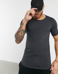 Темно-серая зауженная футболка из органического хлопка Bershka Join Life-Серый