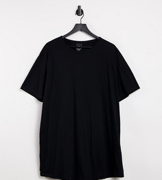 Черная футболка с закругленным краем River Island Big & Tall-Черный цвет