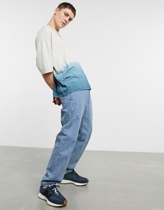 Синяя oversized-футболка с эффектом омбре и принтом ASOS Unrvlld Spply-Серый