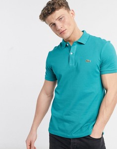 Бирюзовое узкое поло из пике Lacoste-Голубой
