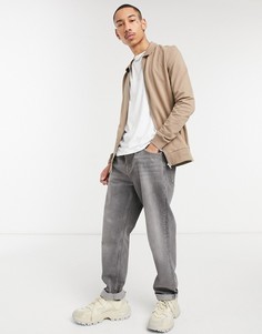 Коричневая трикотажная куртка Харрингтон ASOS DESIGN-Коричневый цвет