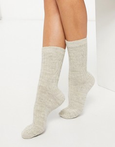 Вязаные теплые носки с узором «косичка» бежевого меланжевого цвета & Other Stories-Бежевый