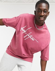 Футболка в стиле oversized выбеленного красного цвета с логотипом ASOS Dark Future-Красный
