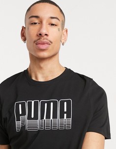 Черная футболка с крупным логотипом на груди PUMA-Черный цвет