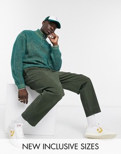 Широкие брюки цвета хаки со складками ASOS DESIGN-Зеленый цвет