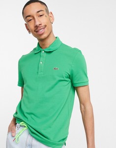 Зеленая узкая футболка-поло из пике Lacoste-Зеленый цвет