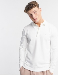 Белая узкая футболка-поло из пике с длинными рукавами Lacoste-Белый